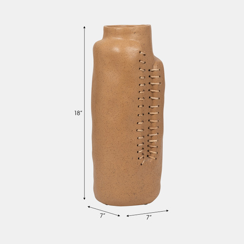 18903-02#Ecomix, 18" Stitched Up Vase, Terracotta