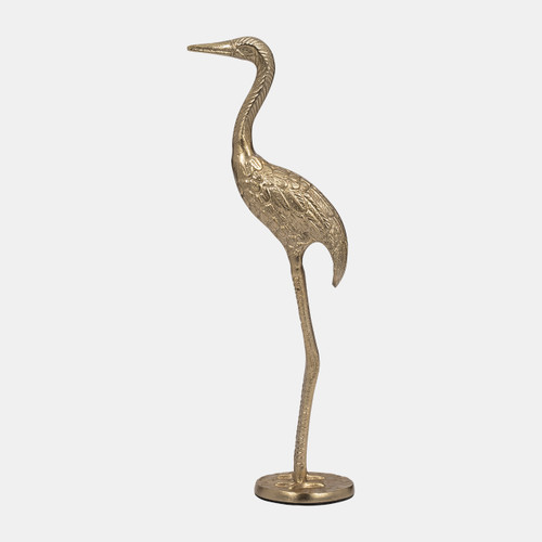 18931#Metal, 16" Standing Crane, Gold