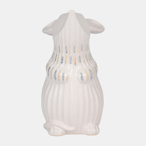 18945#Cer, 8" Little Mouse Vase, Ivory