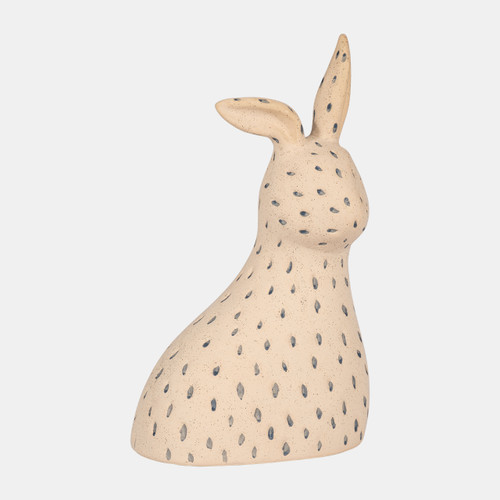 18947#Cer, 8" Spotted Bunny, Ivory/blue