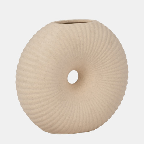 18953-01#Cer, 7" Donut Hole Vase, Cotton
