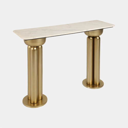 18992-01#Metal, 42" Marble Top Console, Gold/white