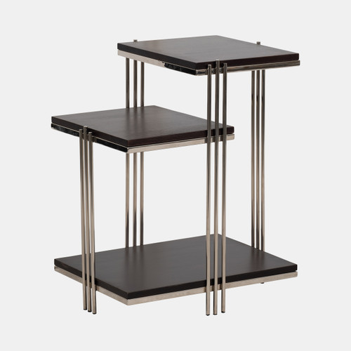 18964-01#Metal/wood, 24" Three Tier Side Table