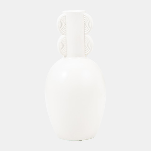 17960-04#Cer, 13" Eared Vase, Cotton