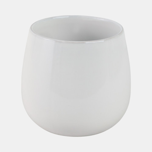 18996#Cer, 6" Mushroom Applique Planter, Ivory