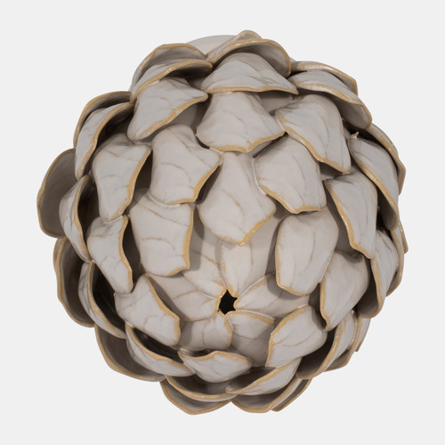 18997#Cer, 10" Artichoke, Ivory