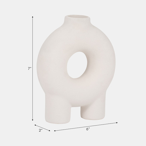 17419-05#Cer, 7" Donut Footed Vase, Cotton