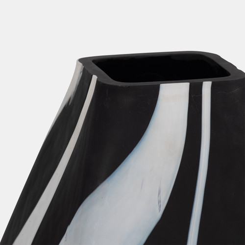 19038-02#Glass, 19" Abstract Contemporary Vase, Black