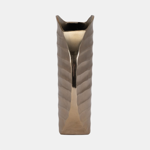 19049-02#Metal, 12" Ombre Vase, Black/gold