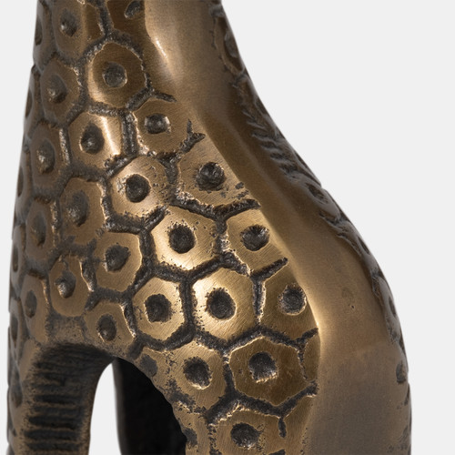 19051-02#Metal, 12" Honeycomb Giraffe, Bronze