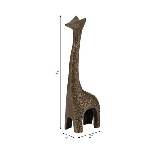 19051-02#Metal, 12" Honeycomb Giraffe, Bronze