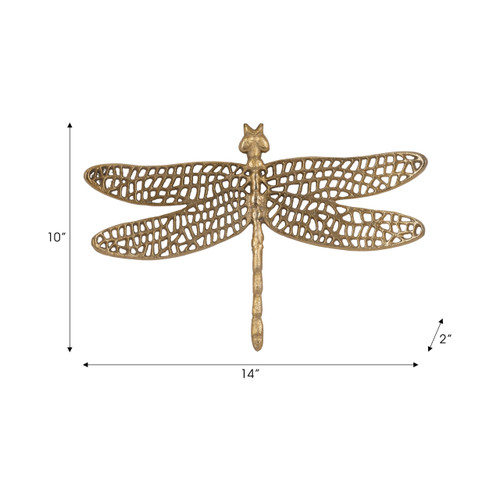 19054-02#Metal, 14" Dragonfly W/ Cutouts , Gold