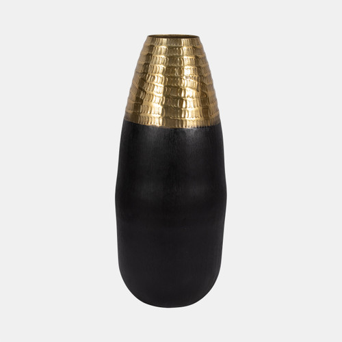 19059-01#Metal, 20" 2-tone Floor Vase, Black/gold