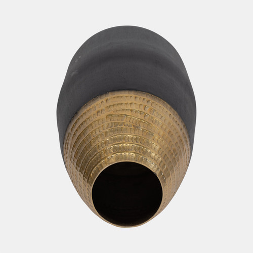 19059-01#Metal, 20" 2-tone Floor Vase, Black/gold