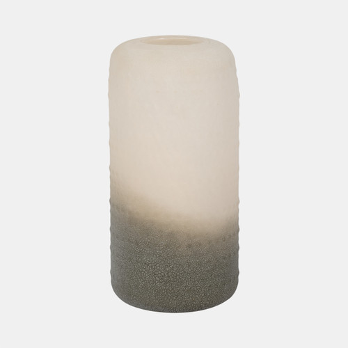 19061#Glass 11" Textured 2-tone Vase, 