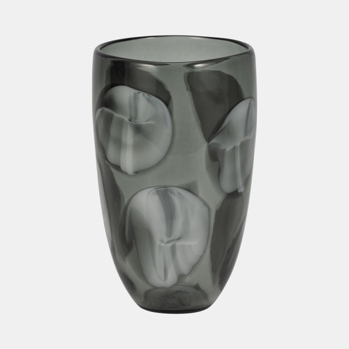 19063-01#Glass, 11" Hand Blown Vase, Aqua