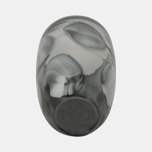19063-02#Glass, 14" Hand Blown Vase, Aqua