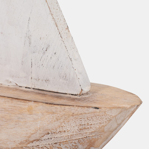 19001-02#Wood, 14" Sailboat, Natural/white