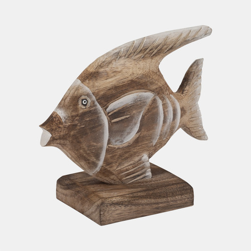 19005#Wood, 8" Angel Fish, Natural
