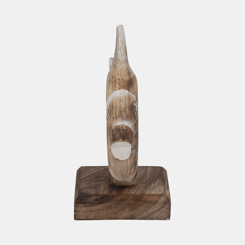 19005#Wood, 8" Angel Fish, Natural