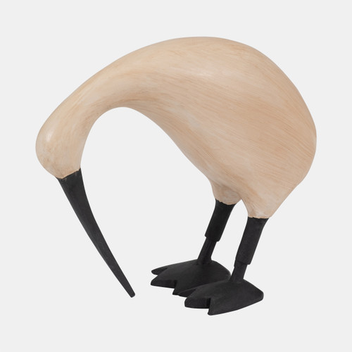 19006-01#Wood, 7" Kiwi Bird W/ Black Legs, Natural