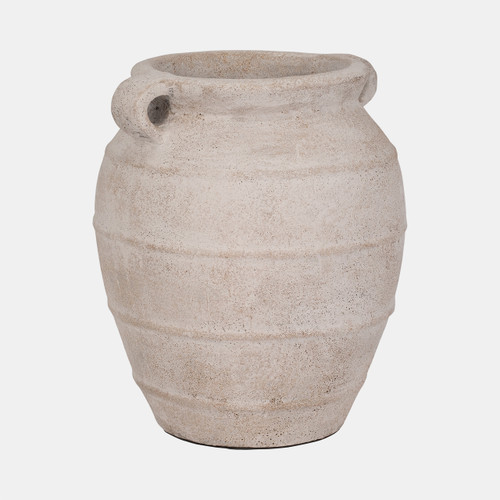 19010#Terracotta, 16" Mini Handle Jug Vase, Ivory