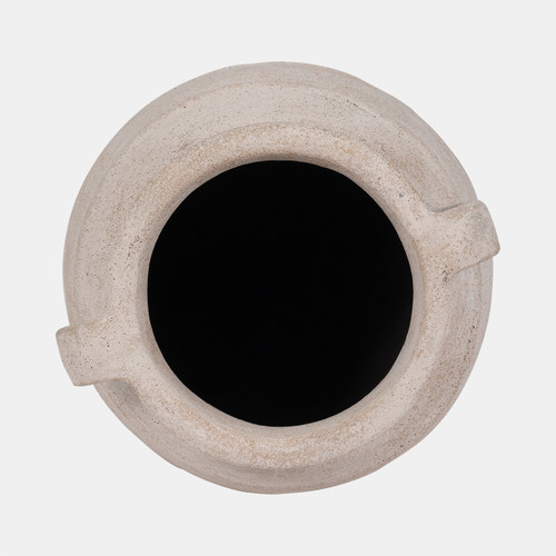 19010#Terracotta, 16" Mini Handle Jug Vase, Ivory