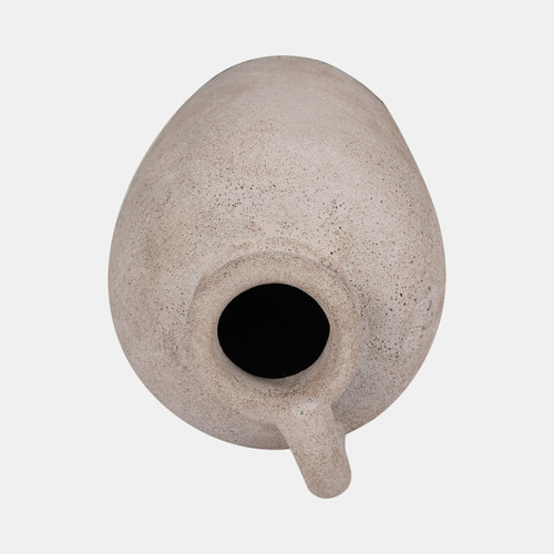 19011#Terracotta, 16" Bottle Vase W/ Handle, Ivory