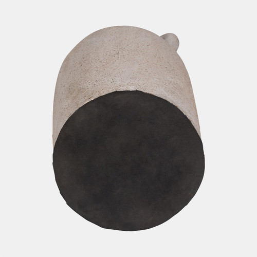 19011#Terracotta, 16" Bottle Vase W/ Handle, Ivory