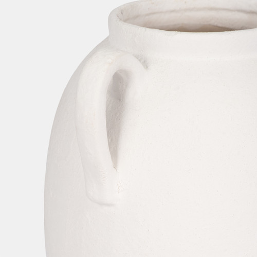 19079-03#Cer, 10" Textured Jug W/ Handles, White