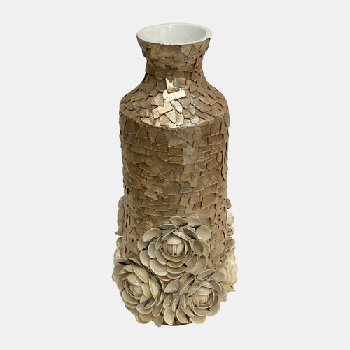 19089-01#Shell, 21" Decorative Rose Vase, Natural