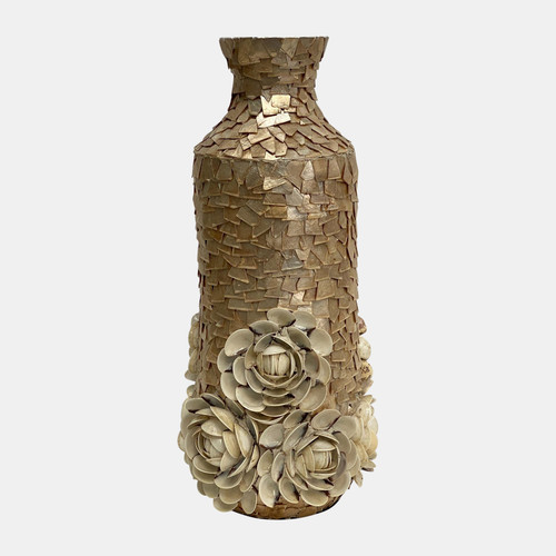 19089-01#Shell, 21" Decorative Rose Vase, Natural