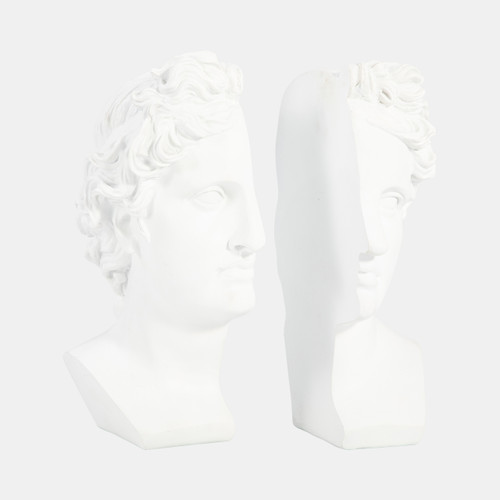 19093-01#S/2 Resin, 9" Greek Goddess Bookends, White