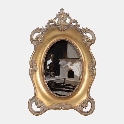 19097#Resin, 4x6 Baroque Photo Frame, Gold