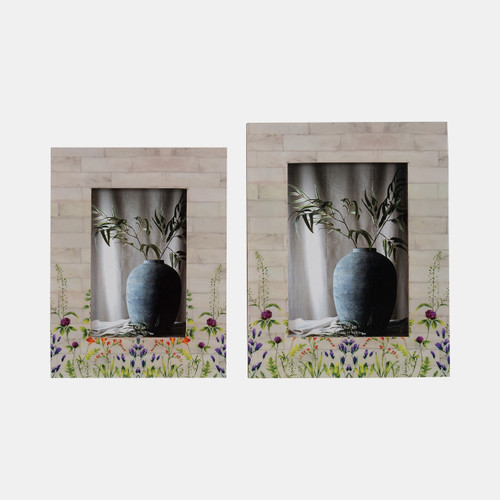 19121-02#Resin, 5x7 Purple Flower Field Photo Frame, Multi