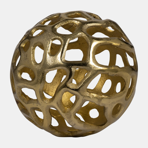 19222-02#Metal, 6" Cut-out Orb, Gold