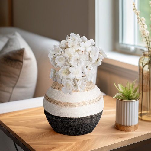 19380-02#7" Striped Woven Textured Vase, Multi