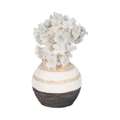 19380-02#7" Striped Woven Textured Vase, Multi