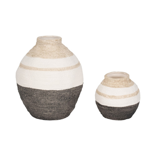 19380-02#7" Striped Woven Textured Vase, Multi