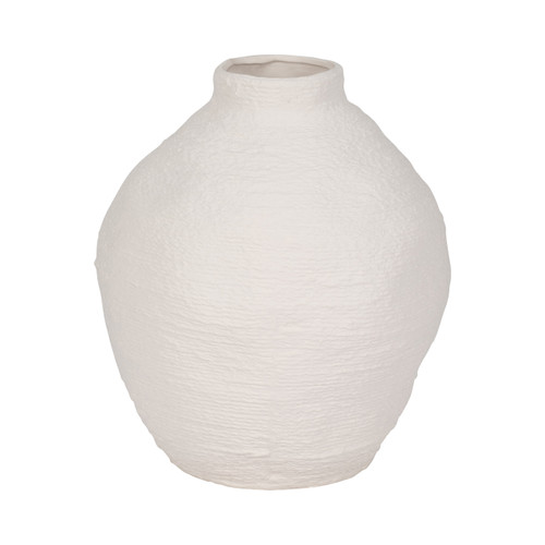 19381-01#12" Woven Textured Vase, White
