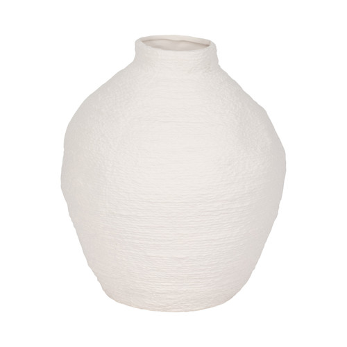 19381-01#12" Woven Textured Vase, White