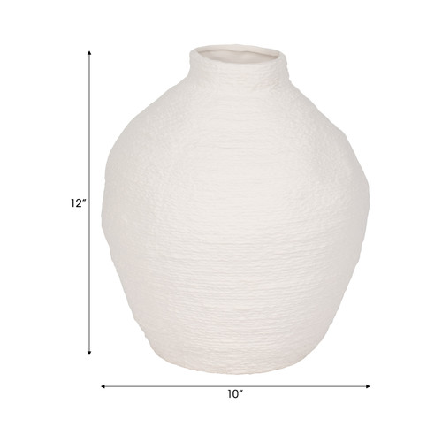 19381-01#12" Woven Textured Vase, White