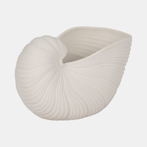 19739-02#10" Nautilus Shell Planter, White