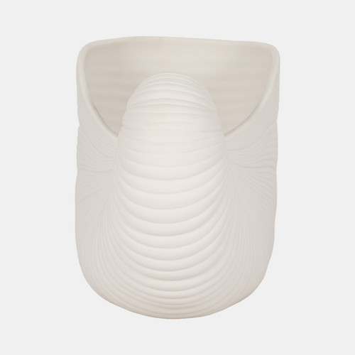 19739-02#10" Nautilus Shell Planter, White