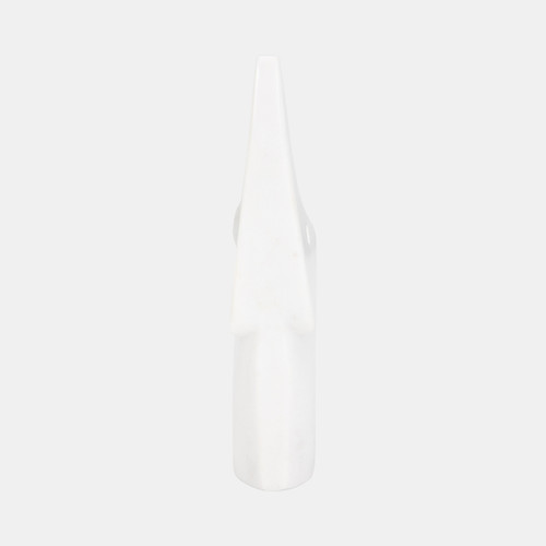 20003-02#7" Trunk In The Air Marble Elephant, White