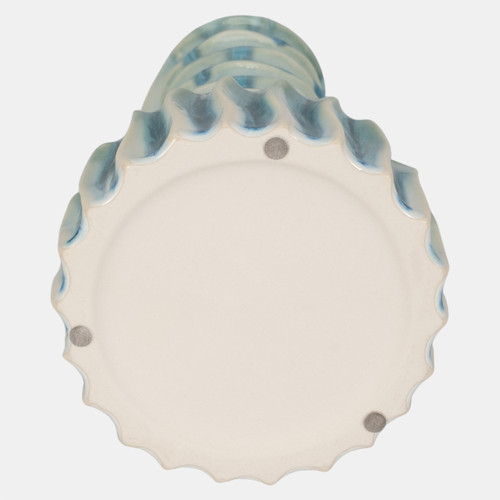 20018-02#9" Coastal Ribbed Bud Vase Reactive Finish, Blue