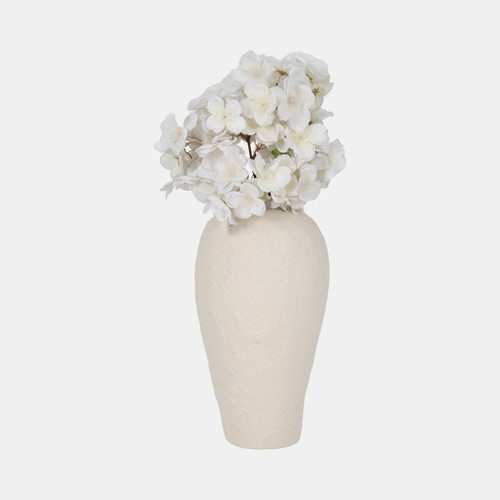 19737-01#11" Curved Rough Vase, Cream White