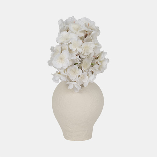 19737-02#8" Curved Rough Vase, Cream White