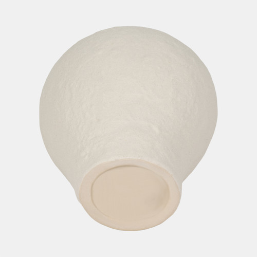 19737-02#8" Curved Rough Vase, Cream White