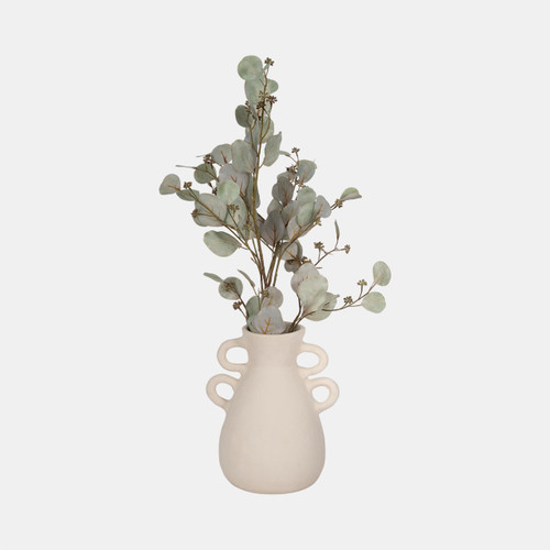 18252-03#12" Vase With 4 Handles, Paper Mache, Ivory